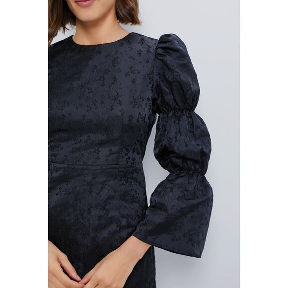 HYACINTH HOUSE Black Jacquard Puff Sleeve Darcy Mini Dress Size M NWT - Picture 6 of 8